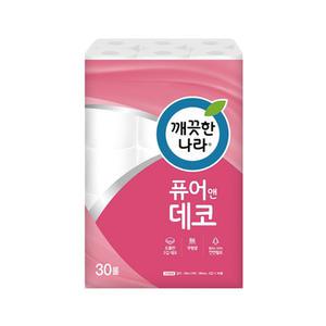 깨끗한나라 순수 3겹 퓨어&데코 30롤 화장지