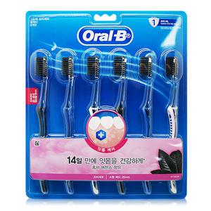 오랄비 고탄력 초미세모 블랙티 칫솔 6입 1개, 부드러운 미세모 초극세모