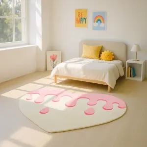 홈메이드 먼지없는 원형 러그 거실 카페트 하트 아이방러그  F형