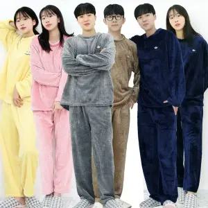 겨울 꽈배기 커플룩 밍크 수면잠옷세트 여성 남성 상하세트 홈웨어 파자마 이지웨어 극세사