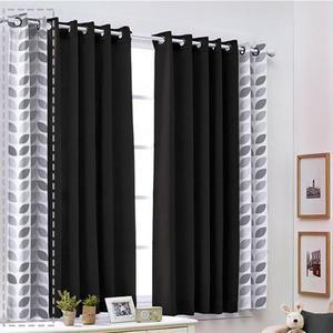 [라이크홈]포인트 데코 암막커튼 아일렛형  작은창 그레이하우스