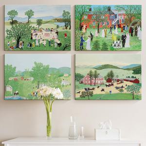 힐링 인테리어 그랜드마 모지스 풍경 그랜마모지스 명화 그림 액자 거실 아이방 패브릭 포스터