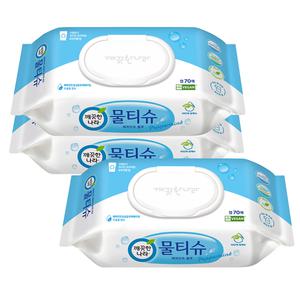 깨끗한나라 페퍼민트 물티슈 70매캡 x 3팩