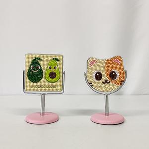 [오피스스쿨] 아보카도고양이 스탠드 거울+보석십자수 만들기 1인세트 DIY 거울 만들기키트