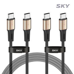 [1+1]스카이 100W PD C to C타입 고강도 패브릭 초고속 충전 케이블 데이터전송 고속충전케이블