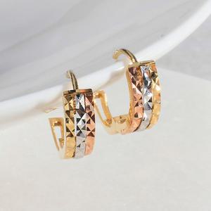 18K 볼드 귀걸이 쓰리 컬러 삼색 원터치 링 데일리 유니크 여자 친구 선물