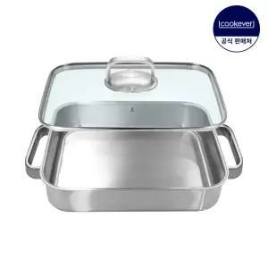 쿡에버 IH 인덕션 통3중 스텐 직사각팬 32cm 풀세트 (커버 포함)