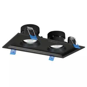 비츠온 COB LED 16W 블랙 사각 멀티2구 MR16 일체형 집중형 회전 매입등 다운라이트