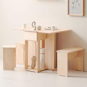 [NS홈쇼핑]아이앤 소나무 원목 600 이동식 폴딩 테이블 세트 EC[33280749]