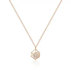 14K 댄싱 스톤 사각큐브 체인 목걸이 MNN38609