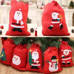 크리스마스 쇼핑 백 리유저블 부직포 가방 대형 성탄 가방 튼튼한 펠트 주머니 미니 선물