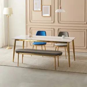 [/착불배송] 아델 1800 유광 포세린 통 세라믹 6인 식탁 세트 (의자2+벤치1 포