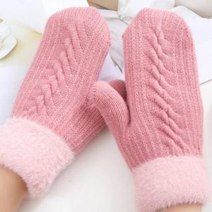 [기타]겨울 여성 니트 벙어리장갑 따뜻한 성인 방한 털장갑 연말 크리스마스 장갑 단체선물