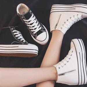 캔버스화 스니커즈 키높이 통굽 쿠션 통풍 미끄럼방지 하이 로우 2타입