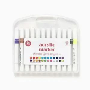 아크릴 마카 12색 24색 미술 아트 꾸미기 마커 펜 다양한 재료 MDF 종이 유리 패브릭 색칠 그림 놀이 도구 우수한 발림성 선명한 고퀄리티 마카펜
