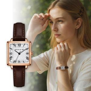 [메종드쉬] 여성 가죽 손목 시계 사각 로마 MDS-401LBR