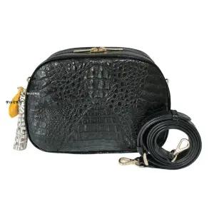 [롯데백화점]에스콰이아 카이만 악어 핸드백 블랙 크로스백 ECBSHB032BK