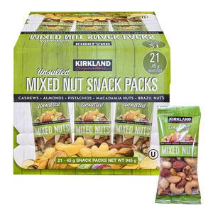 커클랜드 무염 견과 스낵팩 45g x 21봉 코스트코 견과류믹스 개별포장