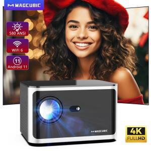 Magcubic 580ANSI 프로젝터 안드로이드 11 4K 1080P Wifi6 음성 제어 Allwinner 전자 초점 BT5.0 홈 HY350