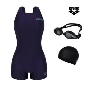 아레나 빔라이트 세트 A4FL1LH01 DPL (주머니백 증정) 여성일반 U백 반신수영복 수경 수모 3PCS 세트