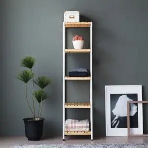 인테리어 다용도 원목 철제 5단 수납 선반 조립 진열대 시스템 책장 수납함