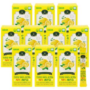 브리오 100% 유기농 NFC 레몬즙 15포 x 10박스 / 스페인산 레몬 원액 과즙 레몬수 주스 스틱