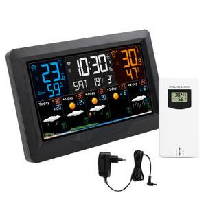 투야 와이파이 원격 제어 스마트 기상 관측소 실내 야외 온도 습도 계량기 일기 예보 다기능 날씨 알람 시