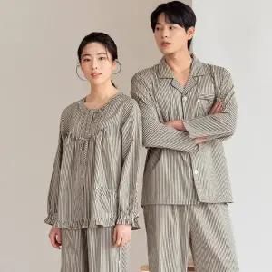 메이플라워 카키ST 긴팔 빅사이즈 순면 커플 잠옷 파자마 세트