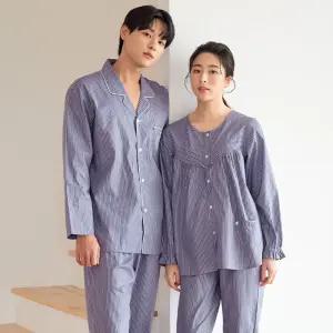 메이플라워 퍼플ST 긴팔 빅사이즈 순면 커플 잠옷 파자마 세트