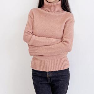 여성 겨울 목폴라 니트티 데일리 기본 두꺼운 폴라티 방한 보온 부드러운 티셔츠