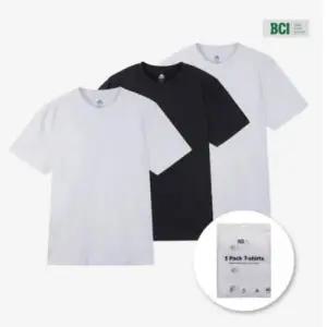 (정상가:19,900원) 베이직하우스 BCI순면라운드반팔3팩 LATS0101