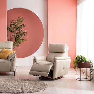 시트앤모어 라운지 전동1인 3모터 이태리 천연통가죽 리클라이너 소파(소프트화이트) KC4114