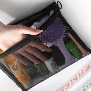 여행용 메쉬 파우치 망사 화장품 이너백 다용도 주머니 블랙
