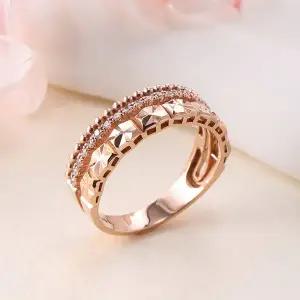 [비앤비골드] 14K/18K 폴리곤 컷팅 큐빅 두줄 반지 SRS40856