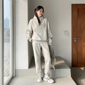 [핑크시슬리] SET/패딩믹스 텍스쳐 후드 기모 트레이닝세트