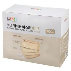 코멧 일회용 마스크, 100개입, 베이지, 1개 one option