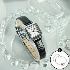 [미니골드]스퀘어 다이아몬드 여성손목시계 WSB020+투링팔찌세트