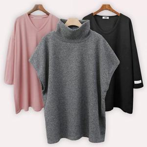 [아이우먼]빅사이즈여성의류 봄옷 폴라 골지 박스 긴팔 롱티셔츠