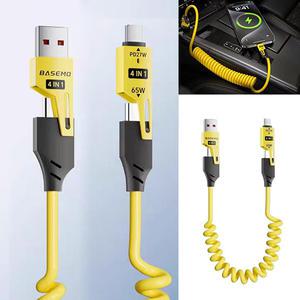 PD 스프링 휴대폰 고속 충전 선 케이블 CtoC C타입 8핀 4IN1 USB 충전케이블 차량용 충전기 카플레이 코일