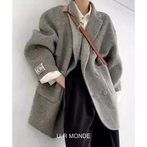 데일리 베이직 핸드메이드 울 코트 하프 코트 루즈핏