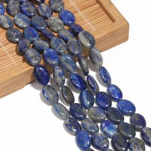 주얼리 제작용 납작한 타원형 천연석 청금석 비즈 파란색 느슨한 스페이서 DIY 매력 팔찌 액세서리 14x10mm