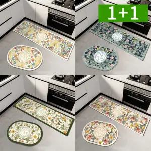 [1개+1개] 규조토 발매트 주방 욕실 미끄럼방지 빨아쓰는 매트 타원형