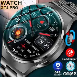 2025New GT4 Pro 스마트 시계 남자 360x360 AMOLED 화면 NFC GPS 나침반 혈당 BT 통화 혈액 산소 IP68 스포