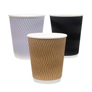 3중 단열 웨이브 리플 종이컵 화이트 블랙 크라프트 10oz 12oz 13oz 16oz