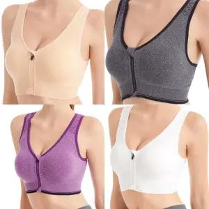 S-5XL 가슴패드추가 빅사이즈 앞지퍼스포츠 하이서포트 노와이어 렛 심리스 브래지어 홈트