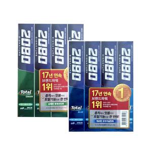 2080 시그니처토탈 블루 오리지널민트/그린 후레쉬민트 치약 120g, 4입