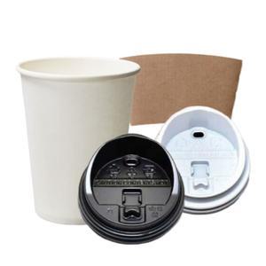 테이크아웃 일회용 100개세트 12온스종이컵+롱개폐+무지홀더 커피컵