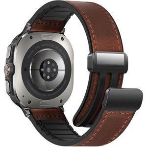 WestEagle 삼성 갤럭시 워치 울트라 47mm(2024)와 호환되는 자석 가죽 시계 밴드 버클 디자인 조절 가능한