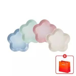 [르크루제][쇼핑백증정/정가16만원대] 플라워 접시 14cm 4P세트(머,쉘,아,코)