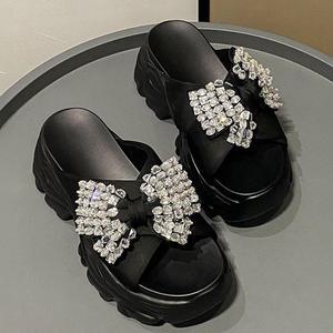 여성 왕리본 큐빅 화려 통굽 슬리퍼 UH-tjt07